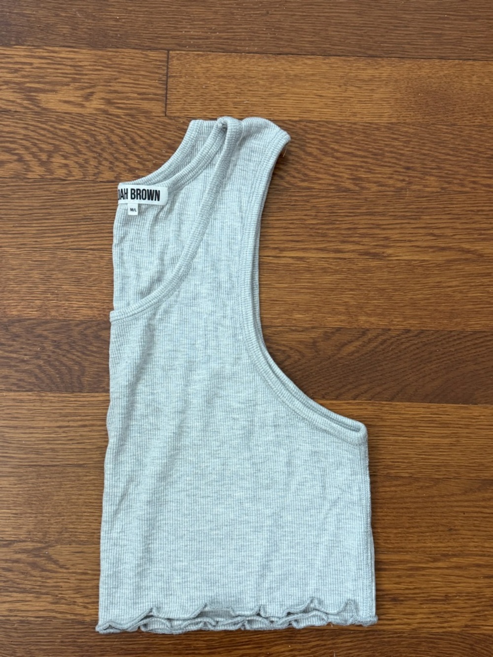 Joah Brown Ribbed Scoop Tank in Light Gray